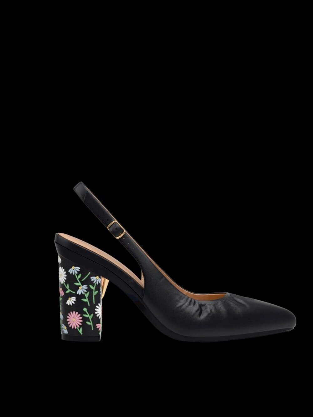 Pashion Footwear Block Heel Kit 4 Coal Daisy Embroidery Size 9-11 - Picture 2 of 7
